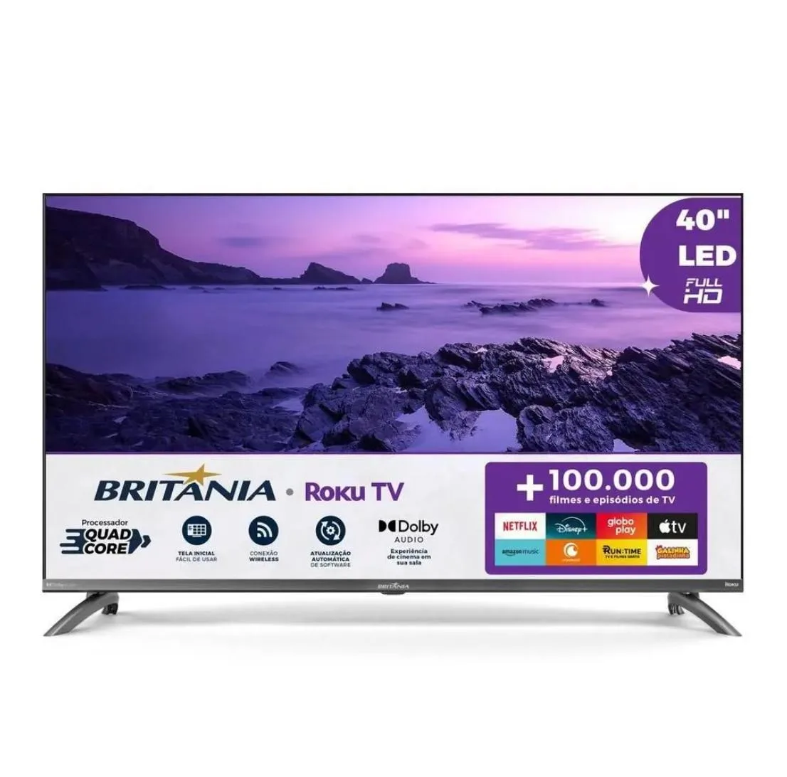 Smart TV 40" Britânia BTV40M9GR2CGB Roku LED Dolby Audio