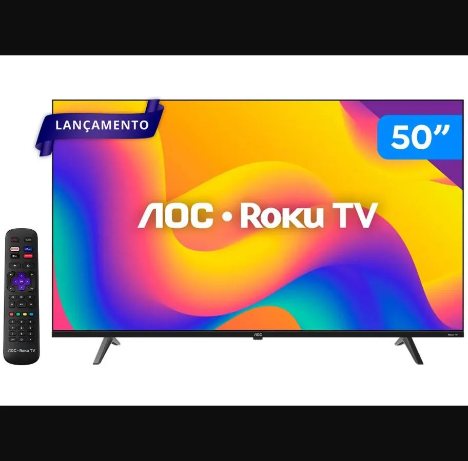 Smart TV 50" AOC 4K DLED 50U7045/78G Roku TV Quad Core 3 HDMI