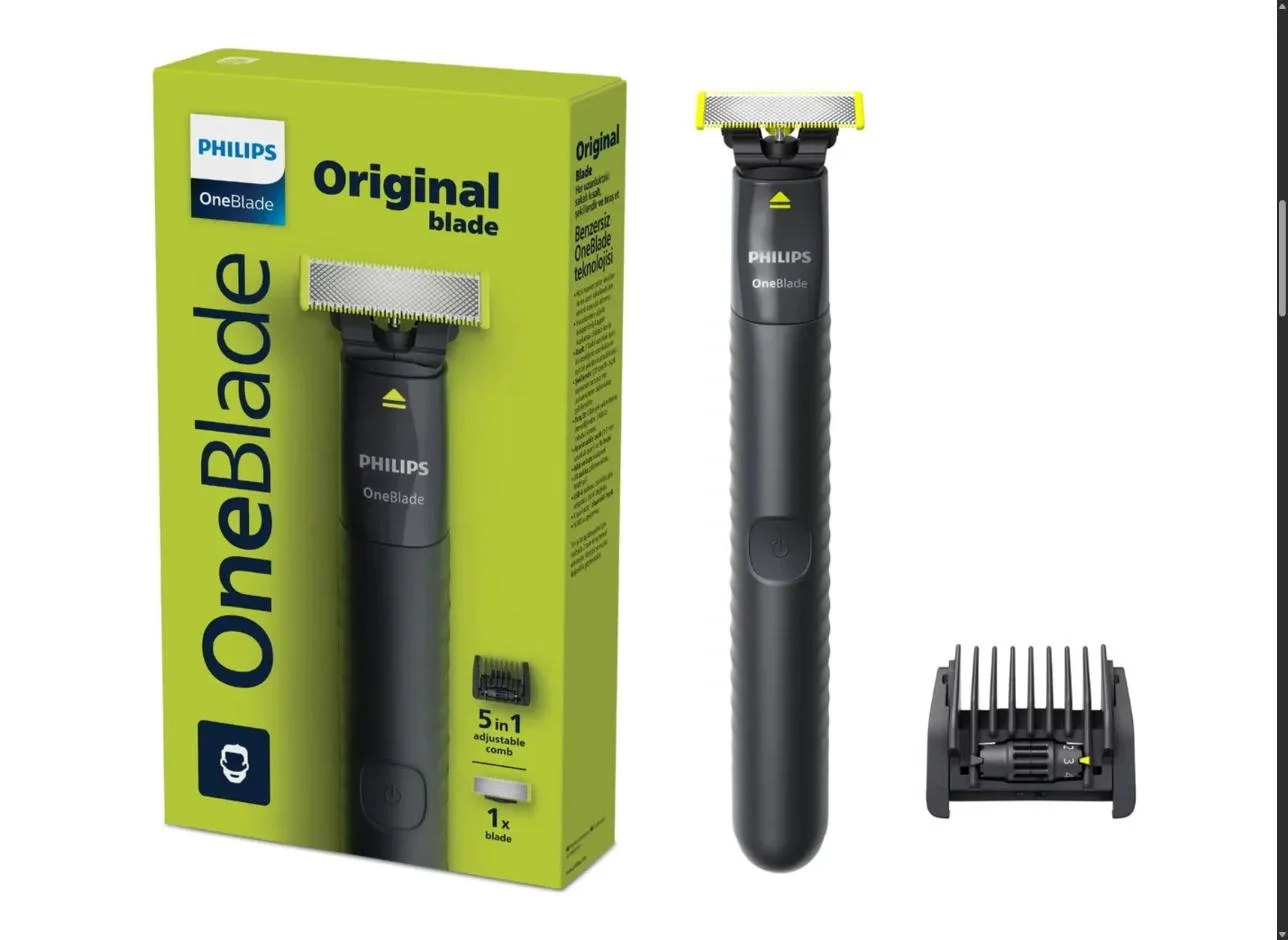 Barbeador e Aparador Elétrico Philips OneBlade com Pente 5 em 1, Sem Fio e À Prova D'Água - QP1425/10