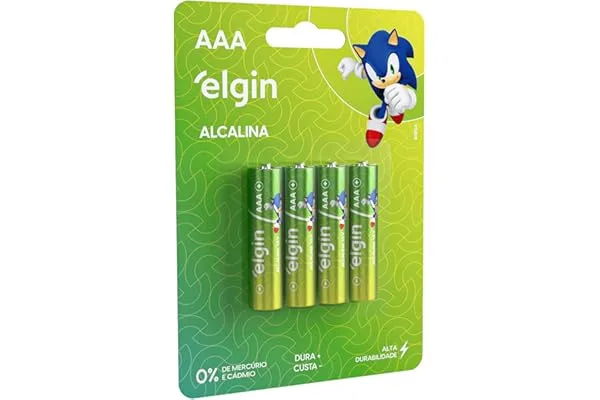 Pilha Alcalina Elgin AAA Palito Blister com 4
