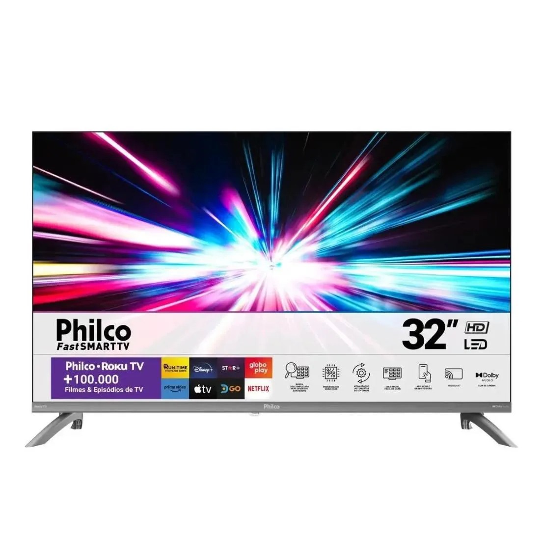 Smart TV 32" Philco P32CRA Roku TV Dolby Audio HDR10