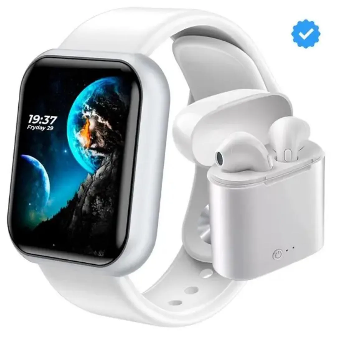 Kit Smartwatch Y8 + Fone de Ouvido Sem Fio Bluetooth Touch TWS