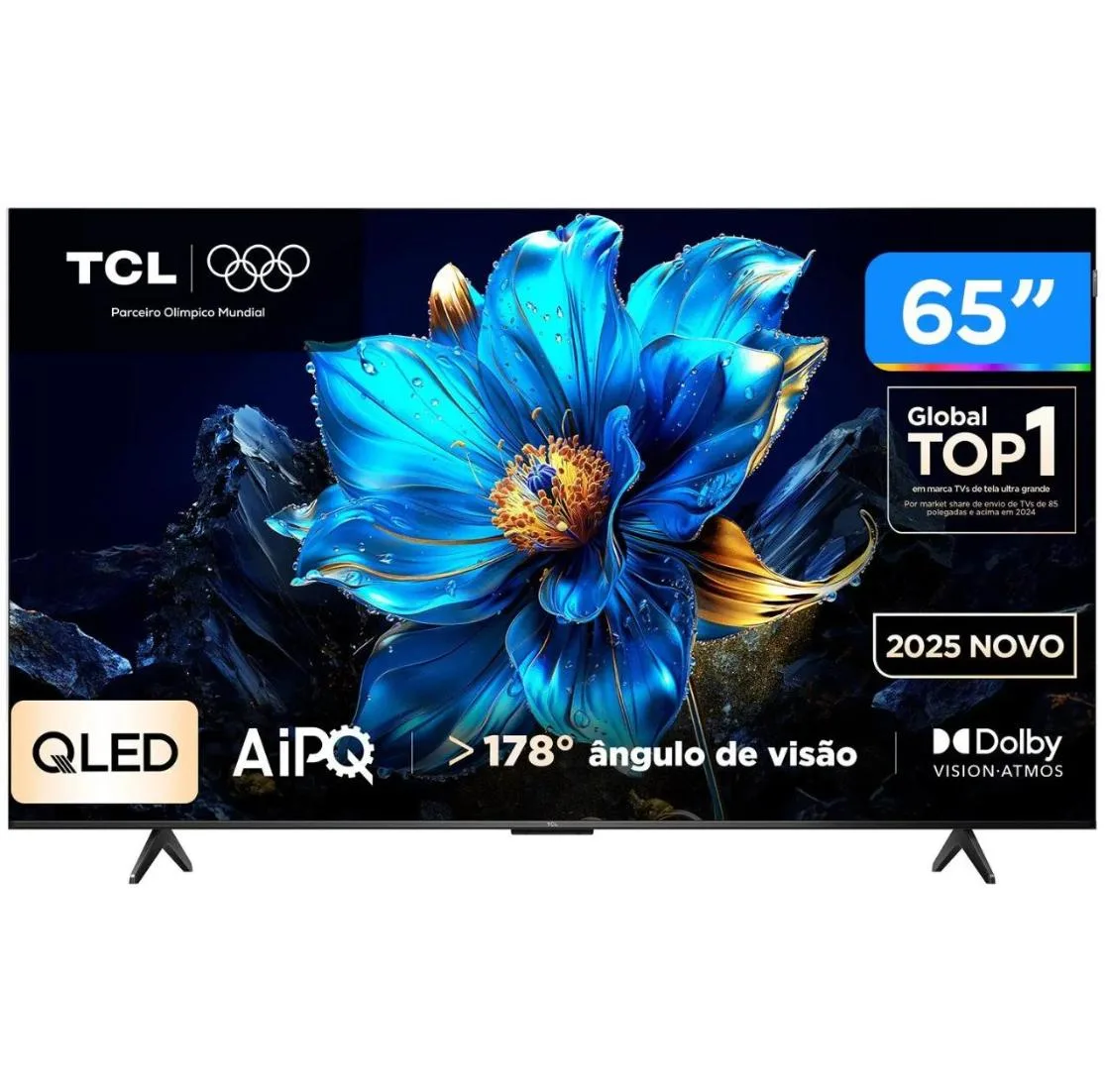 Smart TV 65" TCL 4K UHD QLED 65P7K Google TV AiPQ Google Assistente 3 HDMI 1 USB