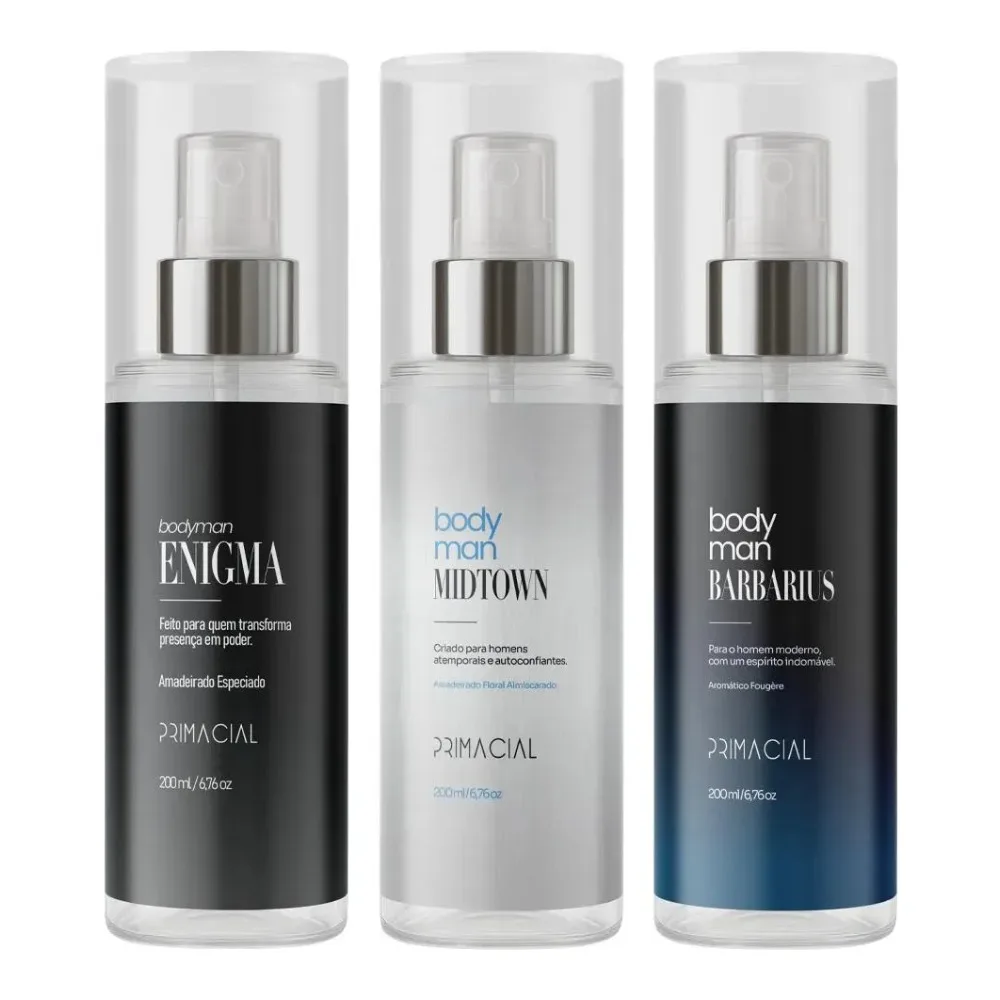 Kit Body Splash Masculino Barbarius + Enigma + Midtown 200ml