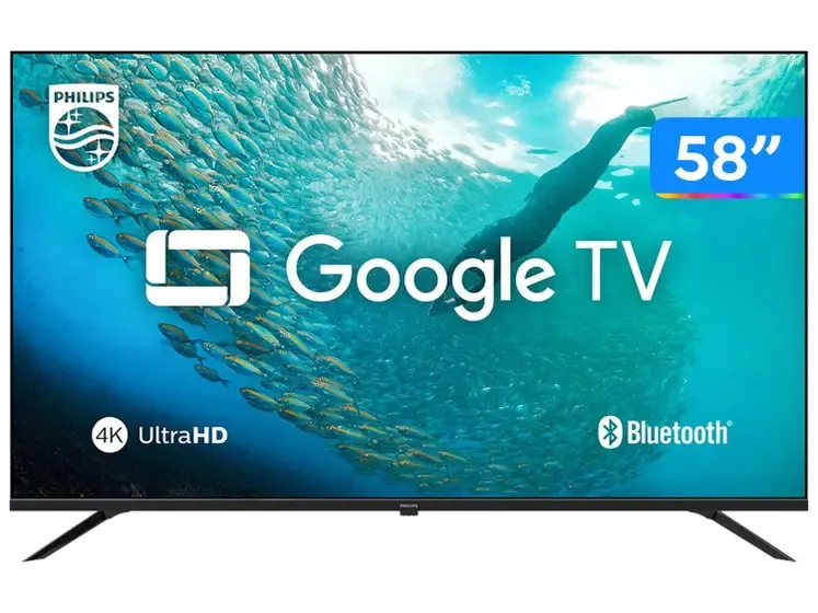 Smart TV 58" 4K UHD LED Philips 58PUG7019/78 Wi-Fi Bluetooth Google Assistente 3 HDMI 2 USB