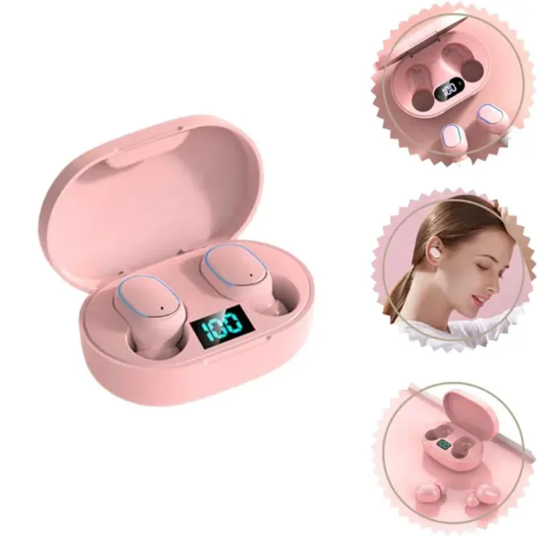 Fone de Ouvido Bluetooth TWS A'Gold Pró Rosa - Sem Fio com Cancelamento de Ruído CVC 6.0, Microfone e Display de Bateria