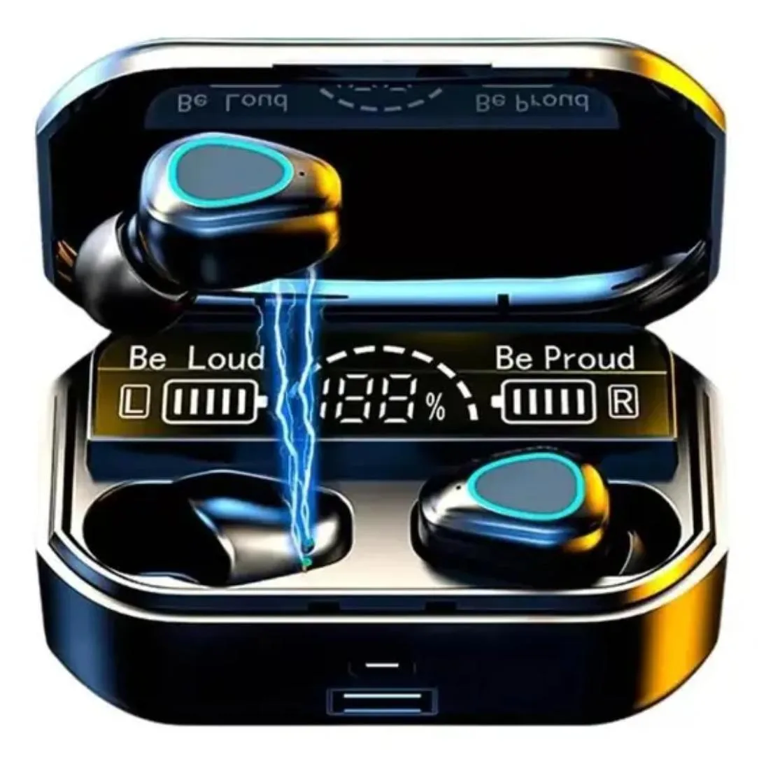 Fone de Ouvido Bluetooth M10 TWS Som Estéreo HD com Display Digital e Case Power Bank Preto