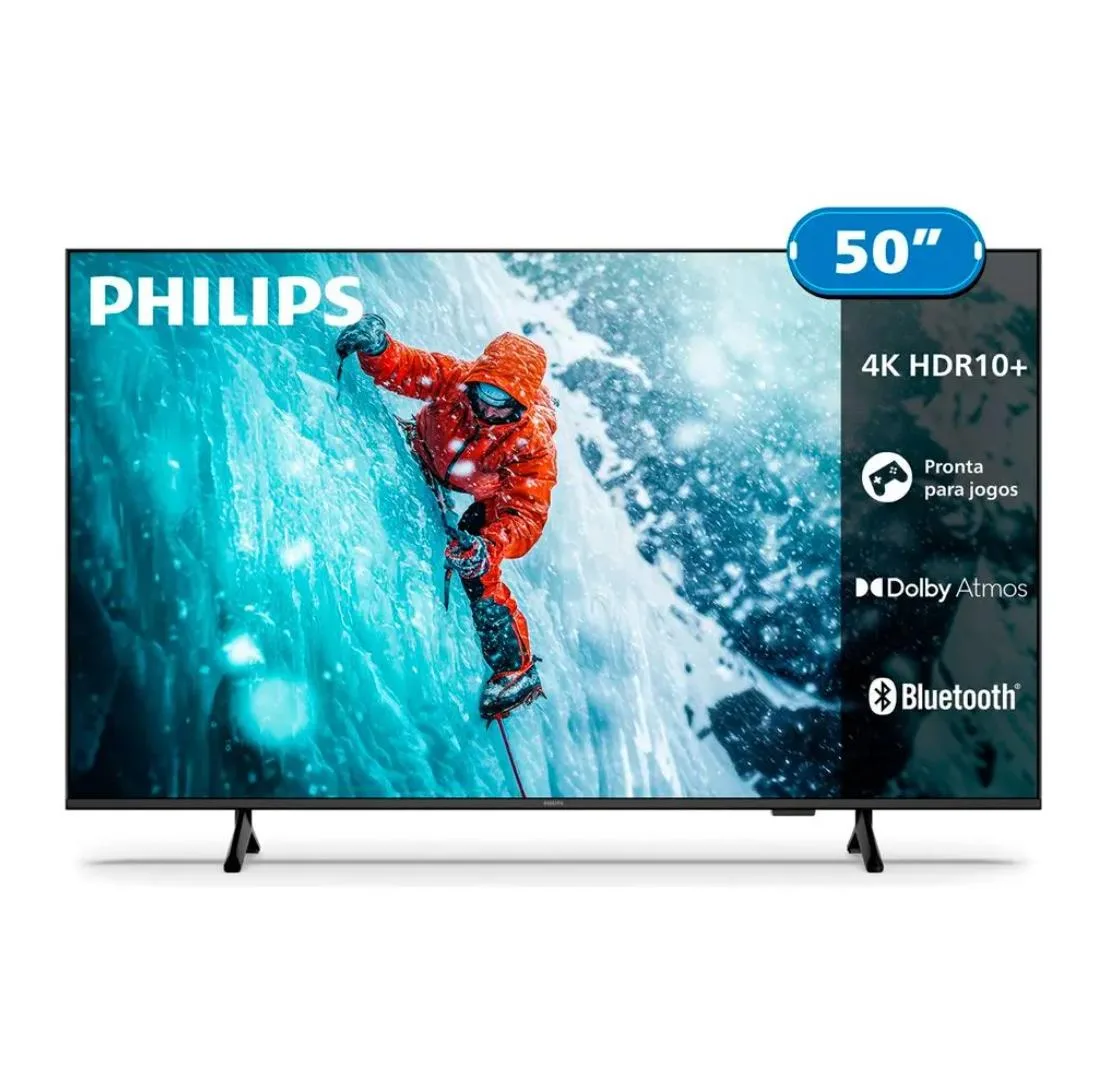 Smart TV Philips 50" 4K LED UHD HDR10+ Comando de Voz 50PUG7300 Bivolt