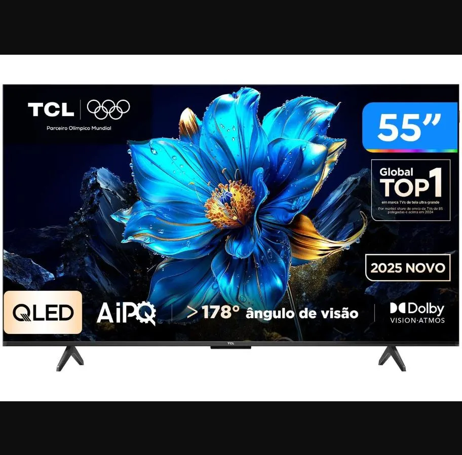 Smart TV 55" TCL 4K UHD QLED 55P7K Google TV AiPQ Google Assistente 3 HDMI 1 USB