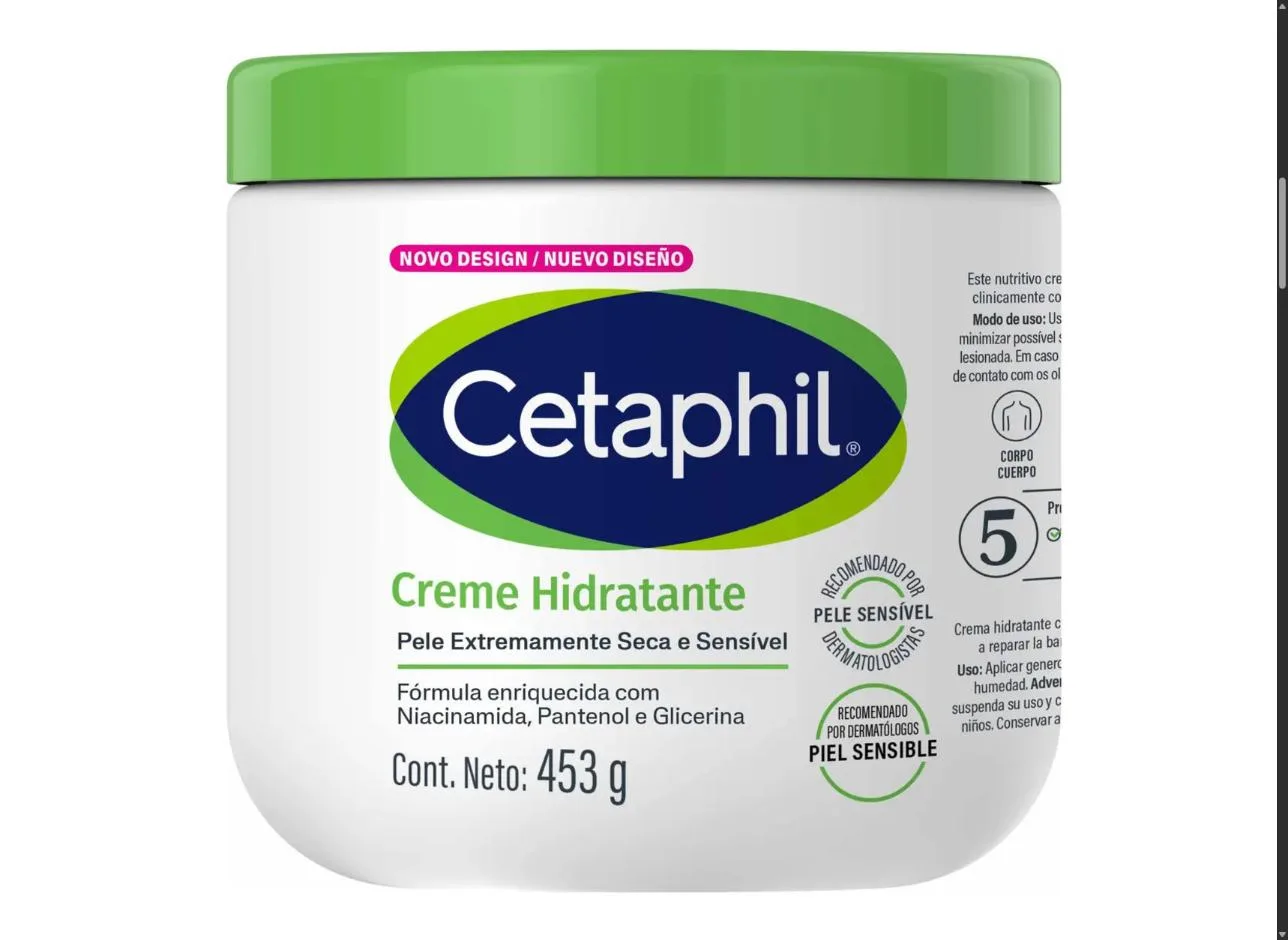 Creme corporal hidratante Cetaphil 453 g | Pele sensível, Seca a muito seca | Hidratação de 48 horas | Niacinamida e pantenol (provitamina B5)
