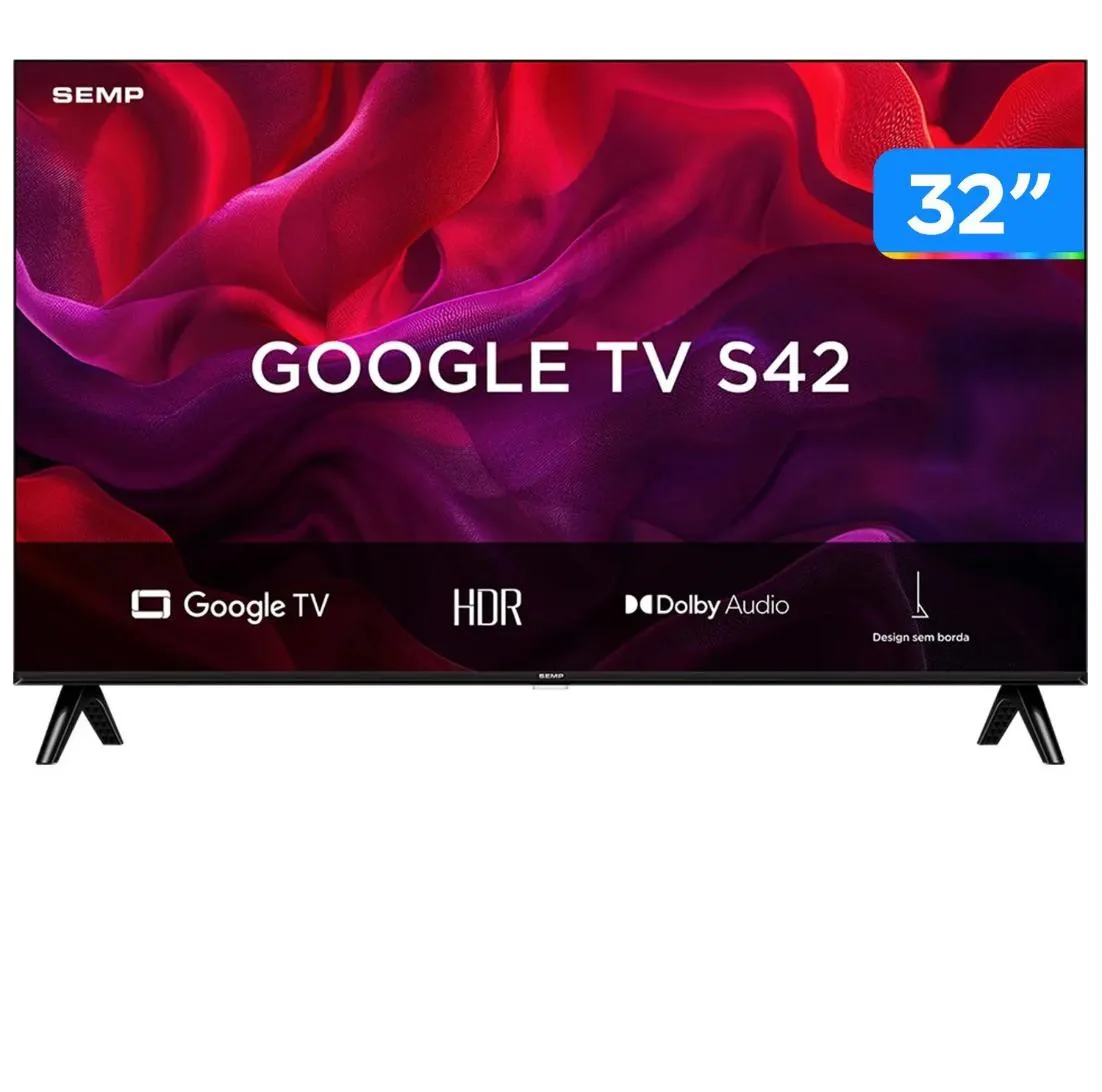 Smart TV 32" SEMP HD LED 32S42 Google TV 2 HDMI